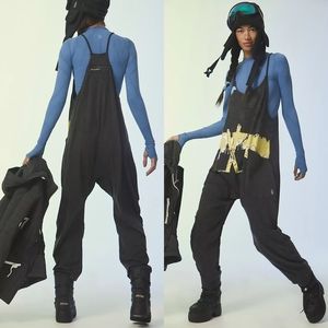 New Free People Hot Shot Onesie FP Movement Ski Graphic Black S Printed Jumpsuit